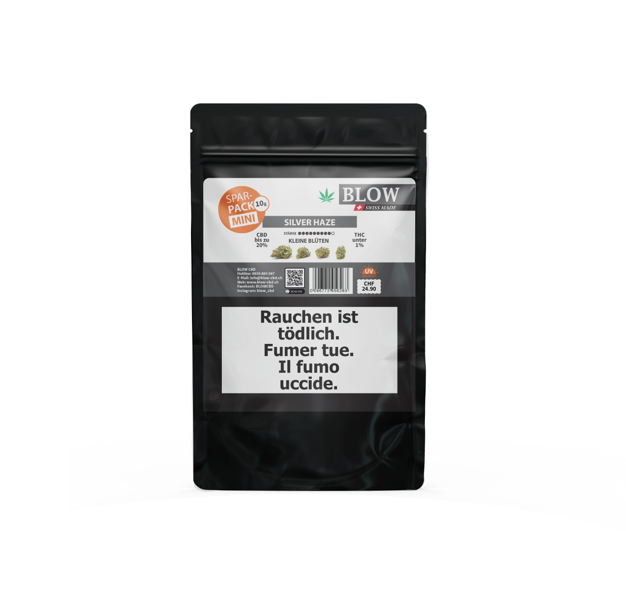 BLOW CBD Kleine Blüten 10g Silver Haze Grau Sparpack Produktbild